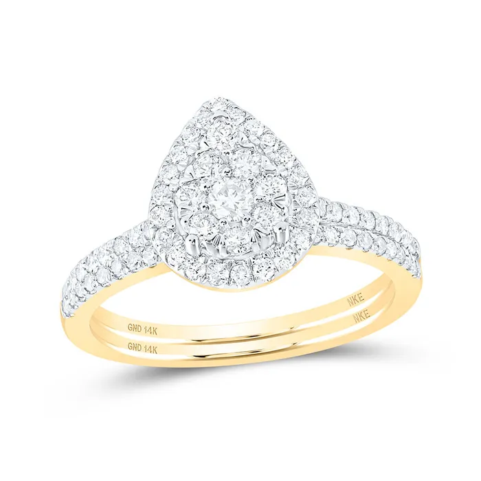 GND Rings Gold Slender Teardrop Bridal Wedding Ring Band Set 34 Cttw Round Natural Diamond Womens 382 grams GND Rings Gold Slender Teardrop Bridal Wedding Ring Band Set 34 Cttw Round Natural Diamond Womens 382 grams