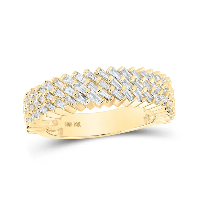 GND Rings Gold Triple Row Diagonal Band Ring 1 Cttw Baguette Natural Diamond Mens 69 grams GND Rings Gold Triple Row Diagonal Band Ring 1 Cttw Baguette Natural Diamond Mens 69 grams