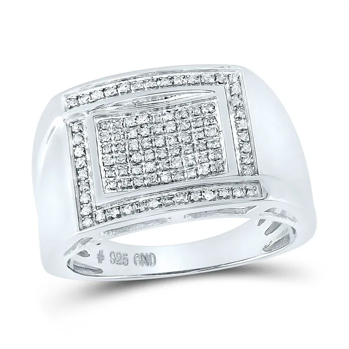 GND Rings Sterling Silver Cluster Ring 13 Cttw Round Natural Diamond Mens 682 grams GND Rings Sterling Silver Cluster Ring 13 Cttw Round Natural Diamond Mens 682 grams