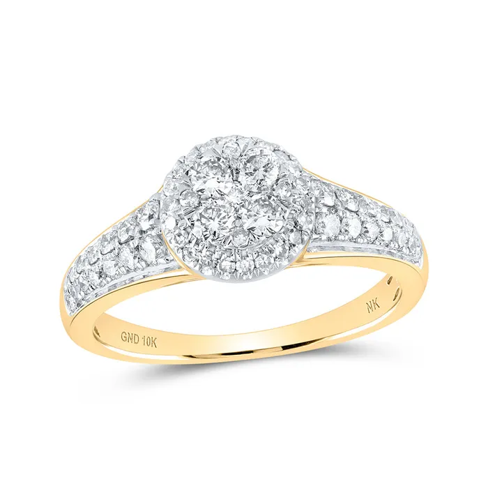 Gold Cluster Ring 34 Cttw Round Natural Diamond Womens 348 grams GND Rings Gold Cluster Ring 34 Cttw Round Natural Diamond Womens 348 grams GND Rings