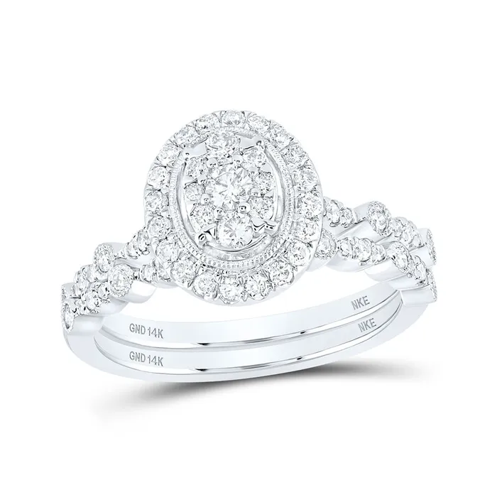 Gold Oval Bridal Wedding Ring Band Set 58 Cttw Round Natural Diamond Womens 493 grams GND Rings Gold Oval Bridal Wedding Ring Band Set 58 Cttw Round Natural Diamond Womens 493 grams GND Rings