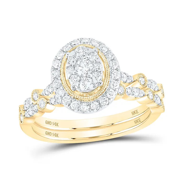 Gold Oval Bridal Wedding Ring Band Set 58 Cttw Round Natural Diamond Womens 493 grams GND Rings Gold Oval Bridal Wedding Ring Band Set 58 Cttw Round Natural Diamond Womens 493 grams GND Rings