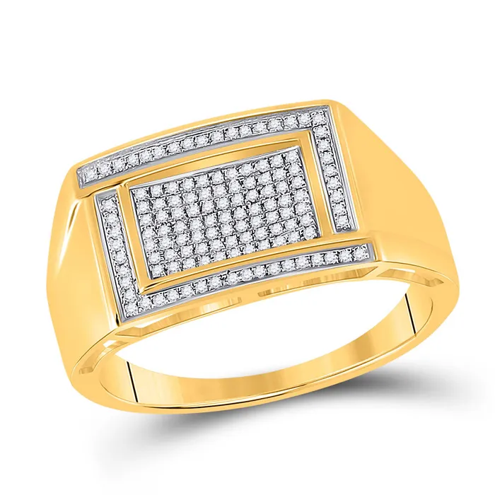 Gold Rectangle Cluster Ring 14 Cttw Round Natural Diamond Mens 394 grams GND Rings Gold Rectangle Cluster Ring 14 Cttw Round Natural Diamond Mens 394 grams GND Rings