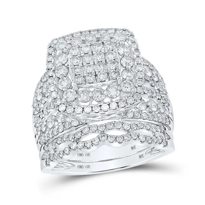 Gold Square Bridal Wedding Ring Band Set 2 Cttw Round Natural Diamond Womens 784 grams GND Rings Gold Square Bridal Wedding Ring Band Set 2 Cttw Round Natural Diamond Womens 784 grams GND Rings