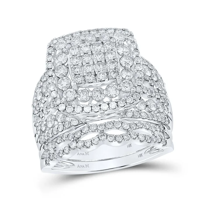 Gold Square Bridal Wedding Ring Band Set 2 Cttw Round Natural Diamond Womens 784 grams GND Rings Gold Square Bridal Wedding Ring Band Set 2 Cttw Round Natural Diamond Womens 784 grams GND Rings