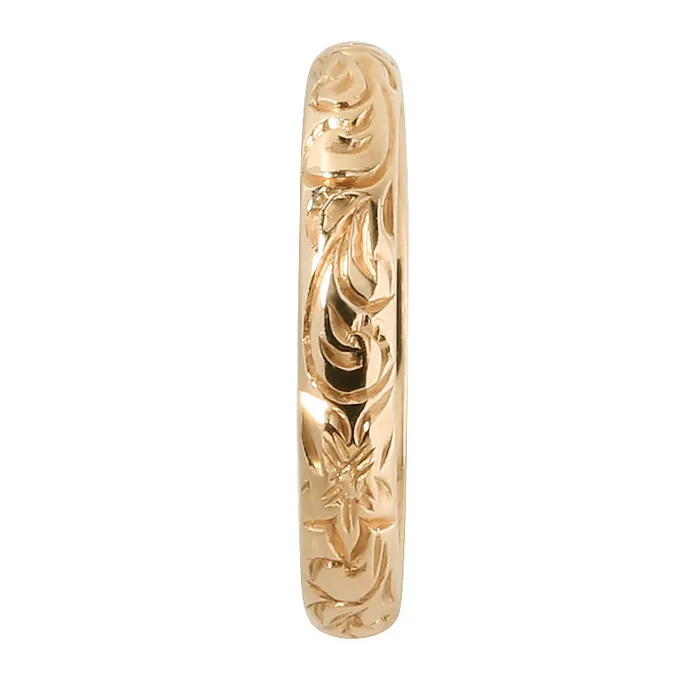 Nakoa Rings 14K Yellow Gold CustomMade Hawaiian Heirloom Ring with Princess Scroll Engraving 3mm Nakoa Rings 14K Yellow Gold CustomMade Hawaiian Heirloom Ring with Princess Scroll Engraving 3mm