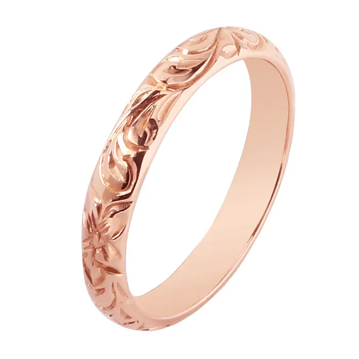 Nakoa Rings 14K Yellow Gold CustomMade Hawaiian Heirloom Ring with Princess Scroll Engraving 3mm Nakoa Rings 14K Yellow Gold CustomMade Hawaiian Heirloom Ring with Princess Scroll Engraving 3mm