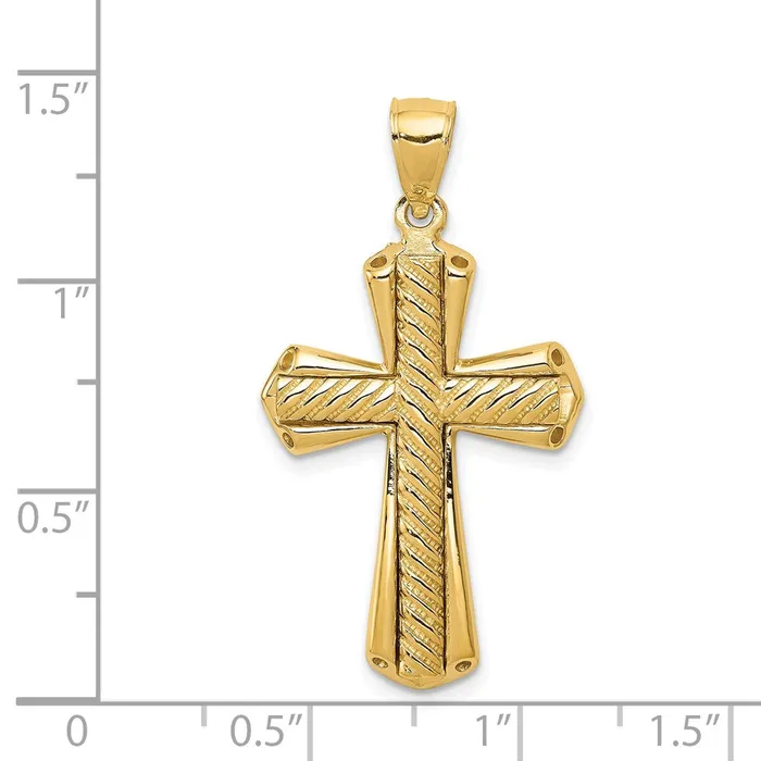 Necklaces Qgold 14k Yellow Gold 21 mm Twisted Cross Pendant 608 grams Necklaces Qgold 14k Yellow Gold 21 mm Twisted Cross Pendant 608 grams