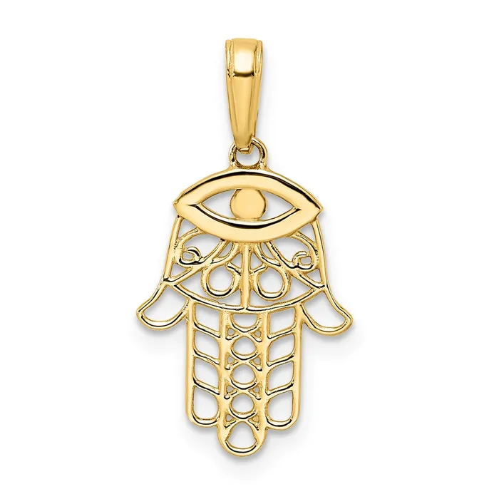 Necklaces Qgold 14k Yellow Rhodium 1302 mm DC Evil Eye Hamsa Pendant 096 grams Necklaces Qgold 14k Yellow Rhodium 1302 mm DC Evil Eye Hamsa Pendant 096 grams