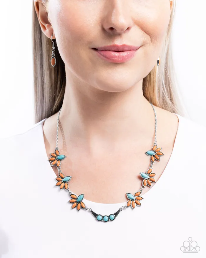 Paparazzi Accessories Necklaces Substantial Stone Brown and Turquoise Stone Silver Short Necklace Paparazzi