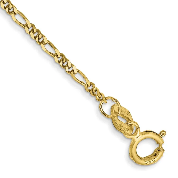 Qgold Bracelets 10k Yellow Gold 125 mm Flat Figaro Pendant Bracelet 051 grams Qgold Bracelets 10k Yellow Gold 125 mm Flat Figaro Pendant Bracelet 051 grams