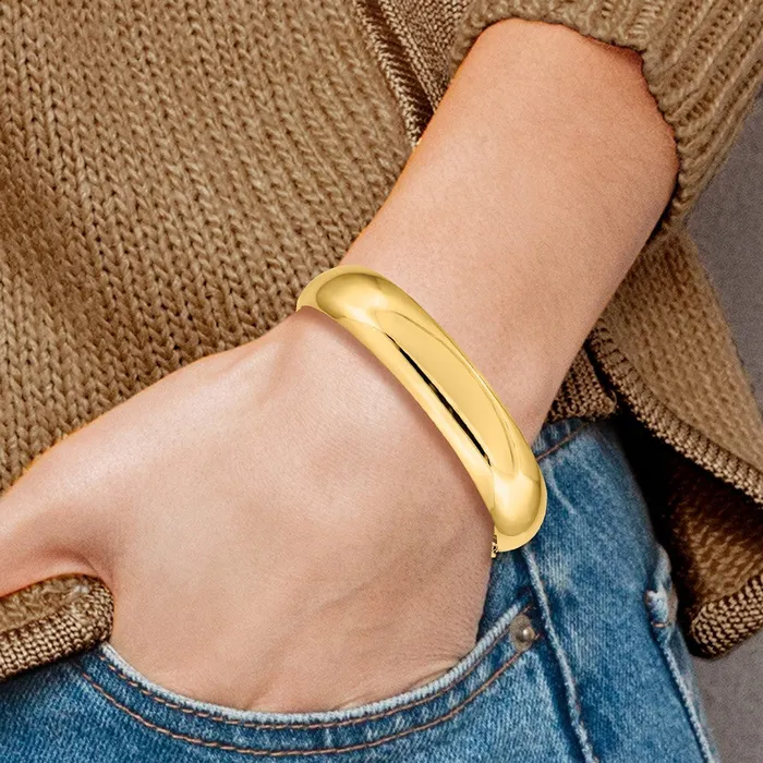 Qgold Bracelets 10k Yellow Gold 145 mm 916 High Polished Hinged Bangle Bracelet 186 grams Qgold Bracelets 10k Yellow Gold 145 mm 916 High Polished Hinged Bangle Bracelet 186 grams