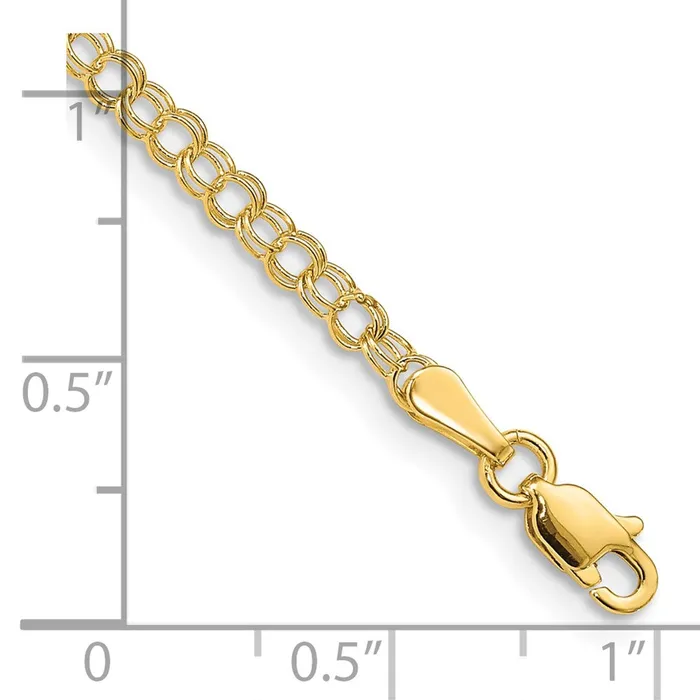 Qgold Bracelets 10k Yellow Gold 3 mm Solid Double Link Charm Bracelet 14 grams Qgold Bracelets 10k Yellow Gold 3 mm Solid Double Link Charm Bracelet 14 grams