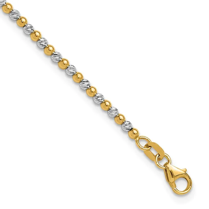 Qgold Bracelets 14k Twotone 2 mm Diamondcut Beaded in Bracelet 333 grams Qgold Bracelets 14k Twotone 2 mm Diamondcut Beaded in Bracelet 333 grams