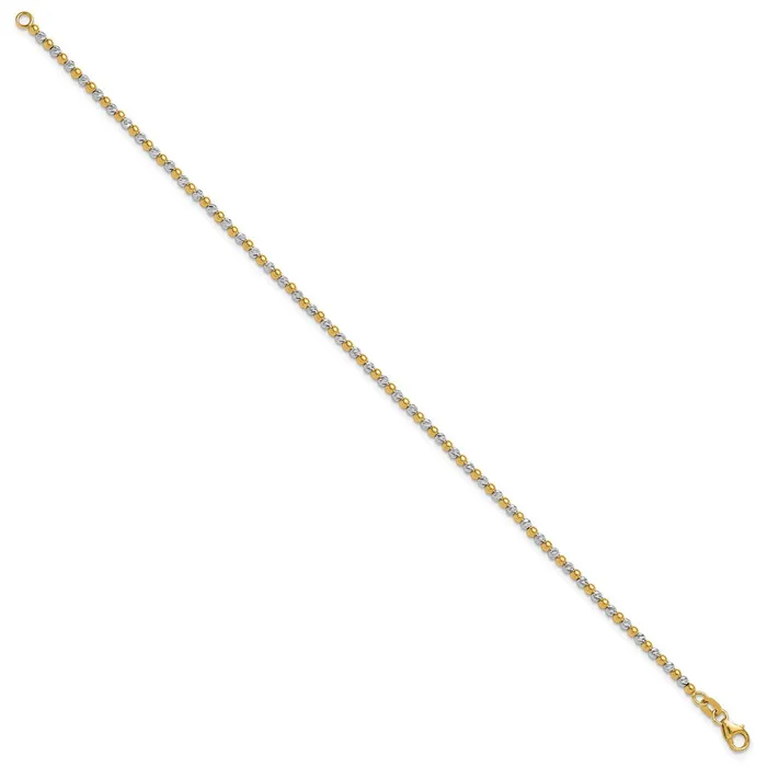 Qgold Bracelets 14k Twotone 2 mm Diamondcut Beaded in Bracelet 333 grams Qgold Bracelets 14k Twotone 2 mm Diamondcut Beaded in Bracelet 333 grams