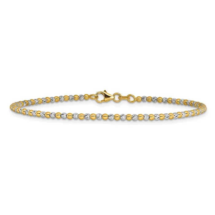 Qgold Bracelets 14k Twotone 2 mm Diamondcut Beaded in Bracelet 333 grams Qgold Bracelets 14k Twotone 2 mm Diamondcut Beaded in Bracelet 333 grams