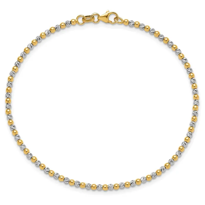 Qgold Bracelets 14k Twotone 2 mm Diamondcut Beaded in Bracelet 333 grams Qgold Bracelets 14k Twotone 2 mm Diamondcut Beaded in Bracelet 333 grams