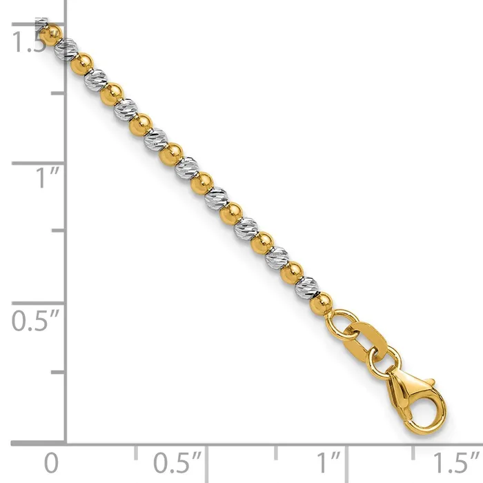 Qgold Bracelets 14k Twotone 2 mm Diamondcut Beaded in Bracelet 333 grams Qgold Bracelets 14k Twotone 2 mm Diamondcut Beaded in Bracelet 333 grams