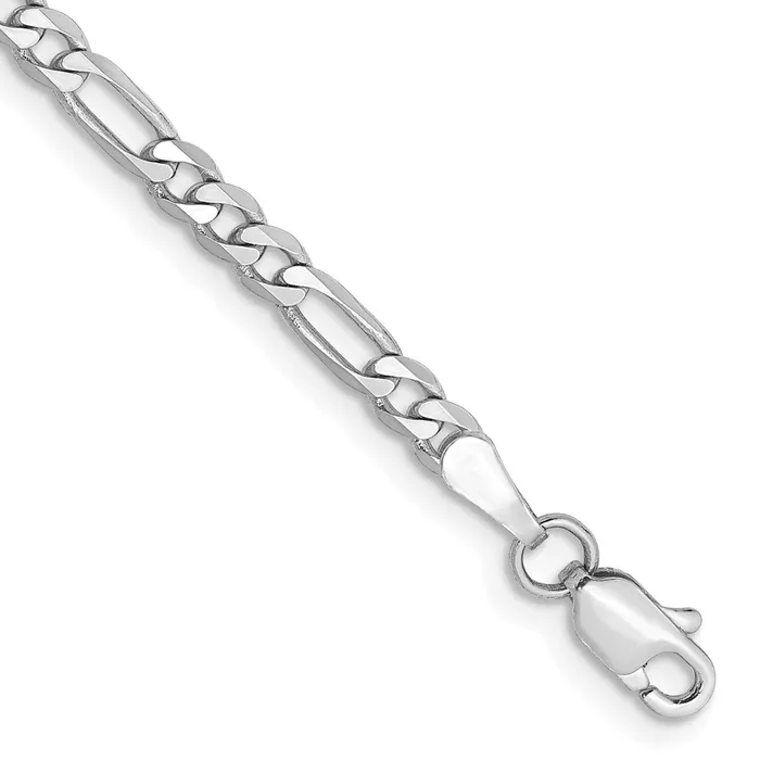 Qgold Bracelets 14k WG 30mm Flat Figaro Chain Bracelet 273 grams