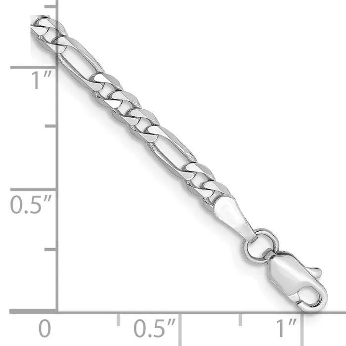Qgold Bracelets 14k WG 30mm Flat Figaro Chain Bracelet 273 grams Qgold Bracelets 14k WG 30mm Flat Figaro Chain Bracelet 273 grams
