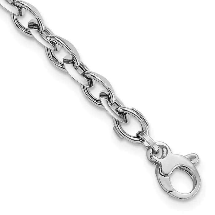 Qgold Bracelets 14k White Gold 7 mm White Polished Fancy Link Bracelet 475 grams