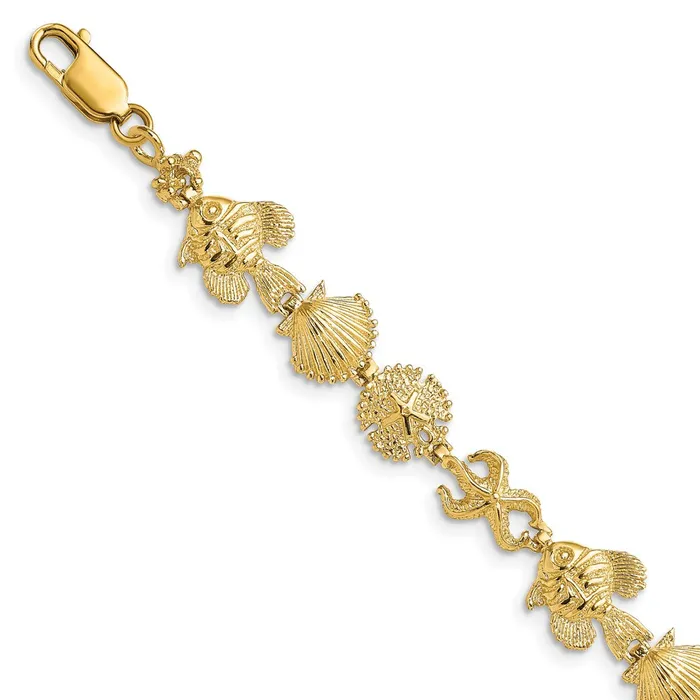 Qgold Bracelets 14k Yellow Gold 1004 mm Sea Life Bracelet 782 grams