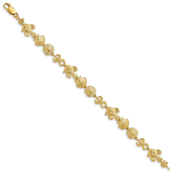 Qgold Bracelets 14k Yellow Gold 1004 mm Sea Life Bracelet 782 grams Qgold Bracelets 14k Yellow Gold 1004 mm Sea Life Bracelet 782 grams