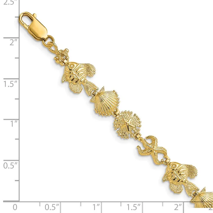 Qgold Bracelets 14k Yellow Gold 1004 mm Sea Life Bracelet 782 grams Qgold Bracelets 14k Yellow Gold 1004 mm Sea Life Bracelet 782 grams