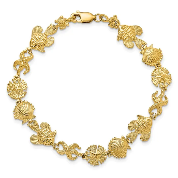 Qgold Bracelets 14k Yellow Gold 1004 mm Sea Life Bracelet 782 grams Qgold Bracelets 14k Yellow Gold 1004 mm Sea Life Bracelet 782 grams