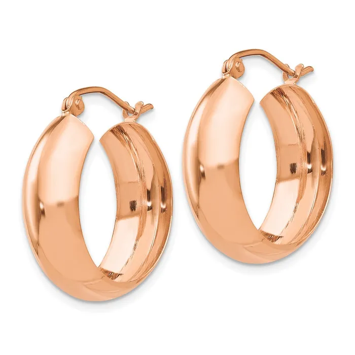Qgold Earrings 14k Rose Gold 7 mm Hoop Earrings 194 grams Qgold Earrings 14k Rose Gold 7 mm Hoop Earrings 194 grams