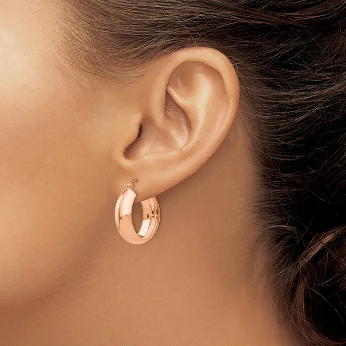 Qgold Earrings 14k Rose Gold 7 mm Hoop Earrings 194 grams Qgold Earrings 14k Rose Gold 7 mm Hoop Earrings 194 grams