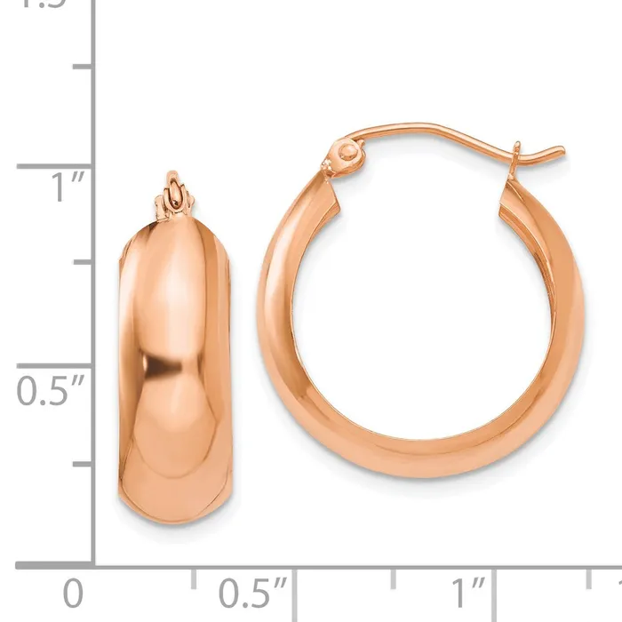 Qgold Earrings 14k Rose Gold 7 mm Hoop Earrings 194 grams Qgold Earrings 14k Rose Gold 7 mm Hoop Earrings 194 grams