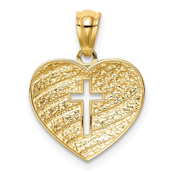 Qgold Necklaces 14k Yellow Rhodium 13 mm US Flag With Cross Heart Pendant 074 grams Qgold Necklaces 14k Yellow Rhodium 13 mm US Flag With Cross Heart Pendant 074 grams