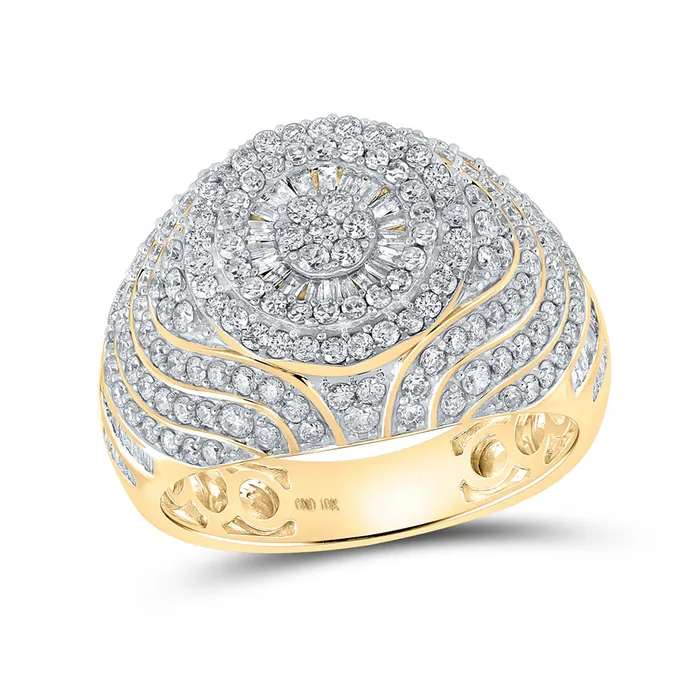 Rings GND Gold Cluster Ring 2 Cttw Baguette Natural Diamond Mens 838 grams Rings GND Gold Cluster Ring 2 Cttw Baguette Natural Diamond Mens 838 grams