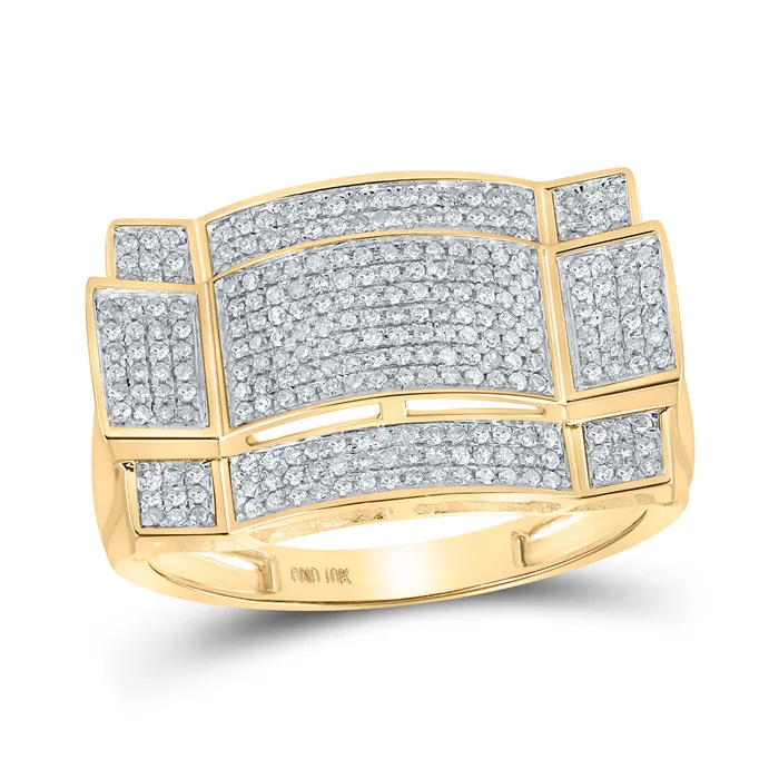 Rings GND Gold Contoured Rectangle Cluster Ring 12 Cttw Round Natural Diamond Mens 419 grams Rings GND Gold Contoured Rectangle Cluster Ring 12 Cttw Round Natural Diamond Mens 419 grams