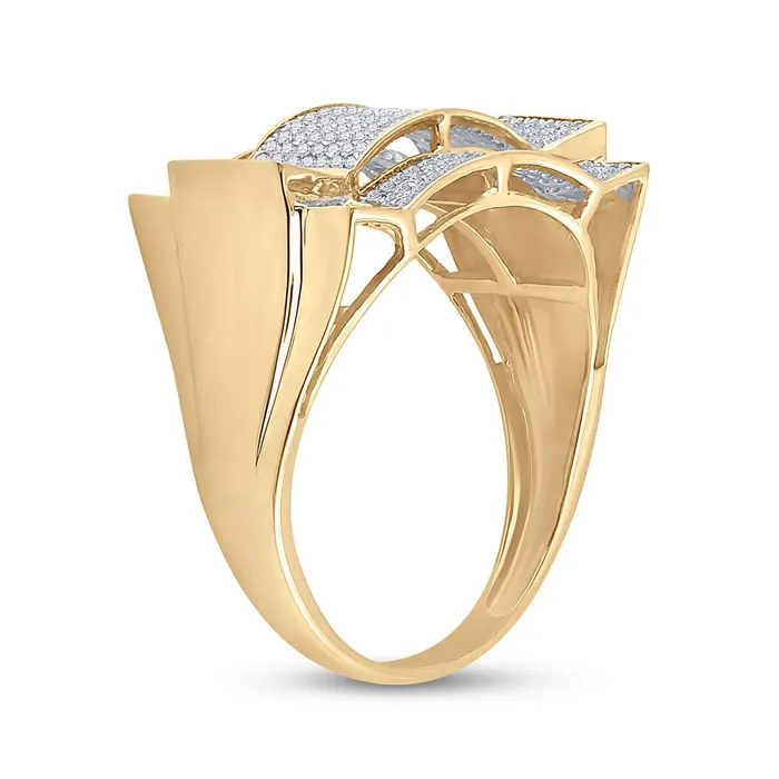 Rings GND Gold Contoured Rectangle Cluster Ring 12 Cttw Round Natural Diamond Mens 419 grams Rings GND Gold Contoured Rectangle Cluster Ring 12 Cttw Round Natural Diamond Mens 419 grams