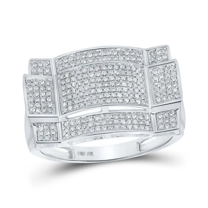 Rings GND Gold Contoured Rectangle Cluster Ring 12 Cttw Round Natural Diamond Mens 419 grams Rings GND Gold Contoured Rectangle Cluster Ring 12 Cttw Round Natural Diamond Mens 419 grams