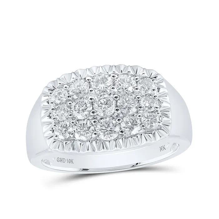 Rings GND Gold Fluted Cluster Ring 112 Cttw Round Natural Diamond Mens 656 grams Rings GND Gold Fluted Cluster Ring 112 Cttw Round Natural Diamond Mens 656 grams