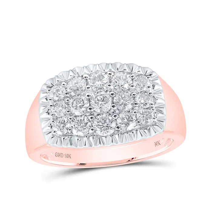 Rings GND Gold Fluted Cluster Ring 112 Cttw Round Natural Diamond Mens 656 grams Rings GND Gold Fluted Cluster Ring 112 Cttw Round Natural Diamond Mens 656 grams