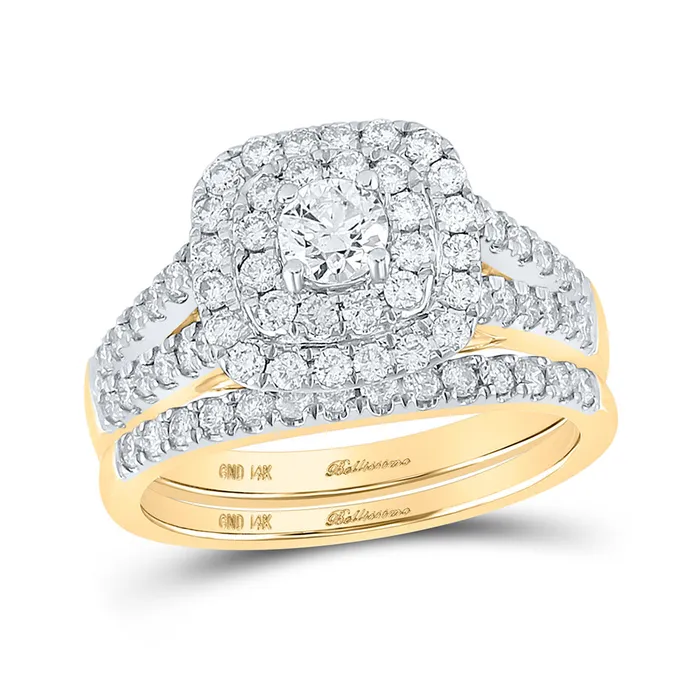 Rings GND Gold Halo Solitaire Bridal Wedding Ring Band Set 114 Cttw Round Natural Diamond Womens 707 grams Rings GND Gold Halo Solitaire Bridal Wedding Ring Band Set 114 Cttw Round Natural Diamond Womens 707 grams