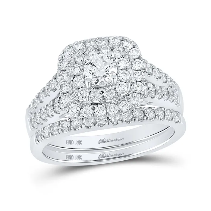 Rings GND Gold Halo Solitaire Bridal Wedding Ring Band Set 114 Cttw Round Natural Diamond Womens 707 grams Rings GND Gold Halo Solitaire Bridal Wedding Ring Band Set 114 Cttw Round Natural Diamond Womens 707 grams