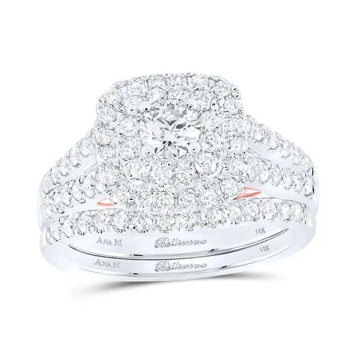 Rings GND Gold Halo Solitaire Bridal Wedding Ring Band Set 114 Cttw Round Natural Diamond Womens 707 grams Rings GND Gold Halo Solitaire Bridal Wedding Ring Band Set 114 Cttw Round Natural Diamond Womens 707 grams