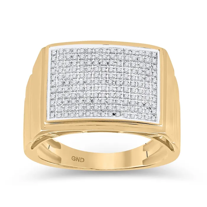 Rings GND Gold Rectangle Cluster Ring 12 Cttw Round Natural Diamond Mens 81 grams Rings GND Gold Rectangle Cluster Ring 12 Cttw Round Natural Diamond Mens 81 grams