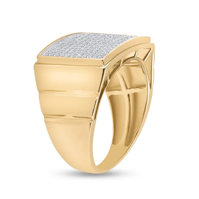 Rings GND Gold Rectangle Cluster Ring 12 Cttw Round Natural Diamond Mens 81 grams Rings GND Gold Rectangle Cluster Ring 12 Cttw Round Natural Diamond Mens 81 grams