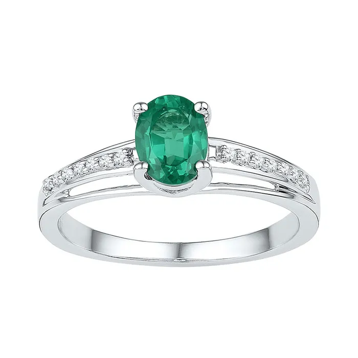 Sterling Silver Solitaire Ring 12 Cttw Oval LabCreated Emerald Womens 216 grams GND Rings Sterling Silver Solitaire Ring 12 Cttw Oval LabCreated Emerald Womens 216 grams GND Rings